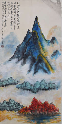 CHINESE SCROLL PAINTING OF MOUNTAIN VIEWS