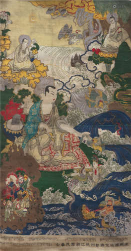CHINESE EMBROIDERY BUDDHA TRAPESTY REPUBLIC PERIOD