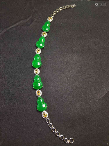 18K GOLD DIAMOND NATURAL JADEITE GOURD BRACELET