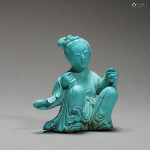 CHINESE TURQUOISE SEATED BEAUTY