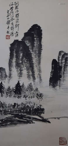 CHINESE SCROLL PAINTING OF MOUNTAIN VIEWS