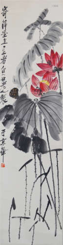 CHINESE SCROLL PAINTING OF LOTUS