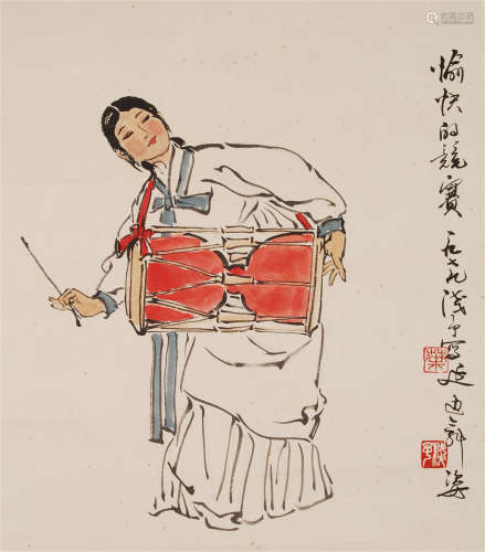 CHINESE SCROLL PAINTING OF FEMALE DANCER