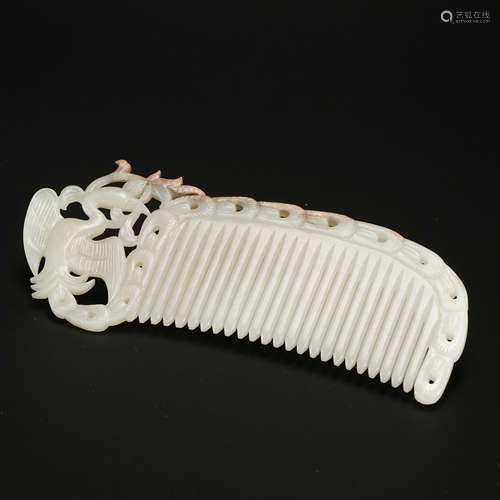 CHINESE WHITE JADE PHOENIX COMB