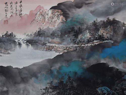 CHINESE SCROLL PAINTING OF MOUNTAIN VIEWS