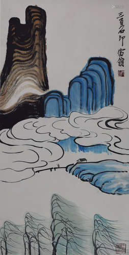 CHINESE SCROLL PAINTING OF MOUNTAIN VIEWS