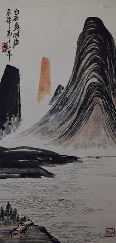 CHINESE SCROLL PAINTING OF MOUNTAIN VIEWS