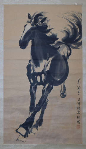 CHINESE SCROLL PAINTING OF HORSE