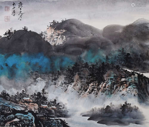 CHINESE SCROLL PAINTING OF MOUNTAIN VIEWS