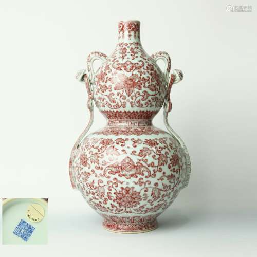 A Chinese Iron-Red Double Gourd Porcelain Vase