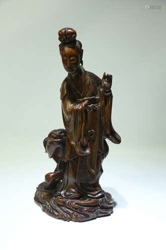 A Chinese Carved Wood Buddha