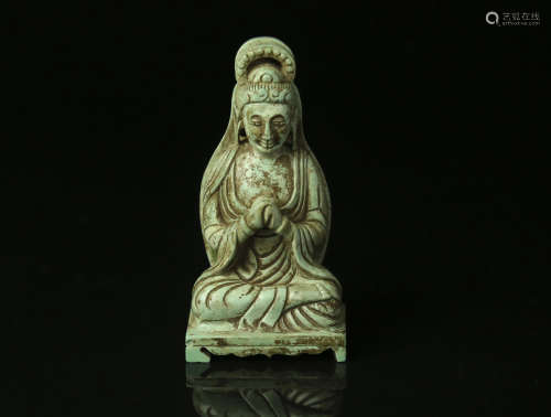 A Chinese Carved Turquoise Buddha