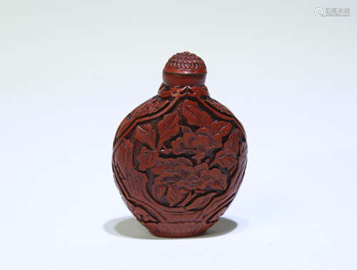 A Chinese Carved Lacquer Snuff Bottle