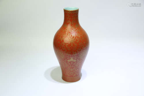 A Chinese Red Glazed Porcelain Vase