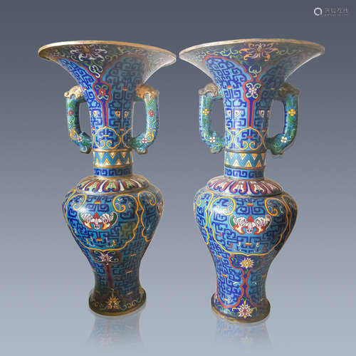 A Pair of Chinese Cloisonne Vases