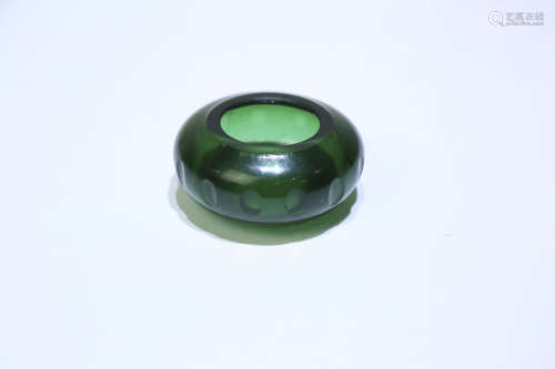 A Chinese Green Peking Glass Water Pot