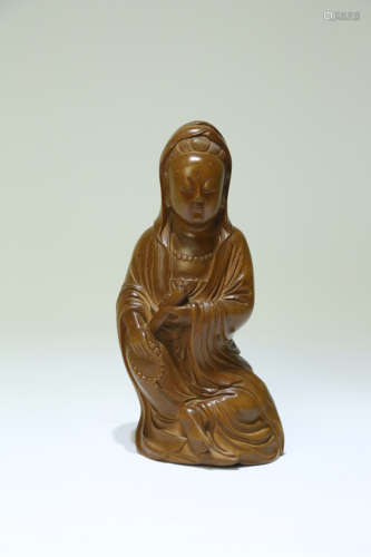 A Chinese Carved Wood Buddha