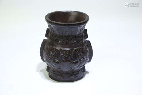 A Chinese Carved Chenxiang Vase