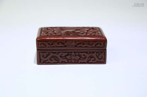 A Chinese Carved Lacquer Box with Cover