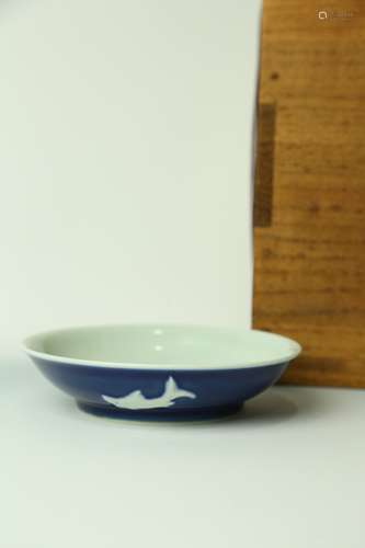 A Chinese Blue Glazed Porcelain Plate