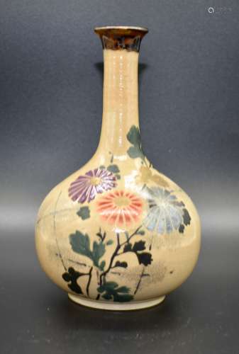 Japanese bronze slender neck bottle vase- 19th century