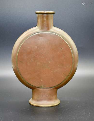 A Japanese bronze oval flower vase- 19th century