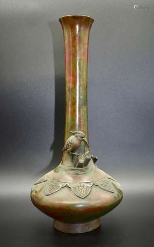 A fine long necked Bronze Japanese vase- 19th century