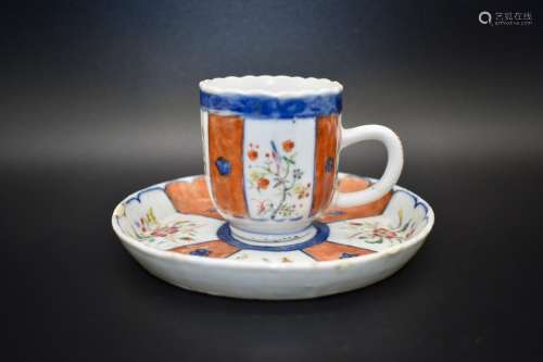 A Chinese famlie rose tea cup and saucer- Qing Dynasty.