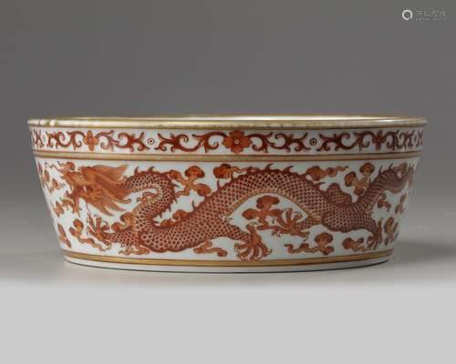 A Chinese iron-red-decorated 'dragon' bowl