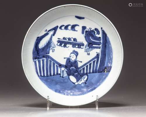 A Chinese blue and white dish