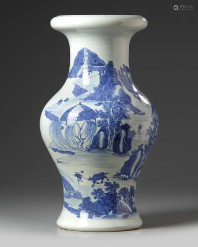 A Chinese blue and white vase