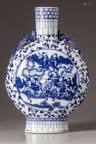 A Chinese blue and white moonflask