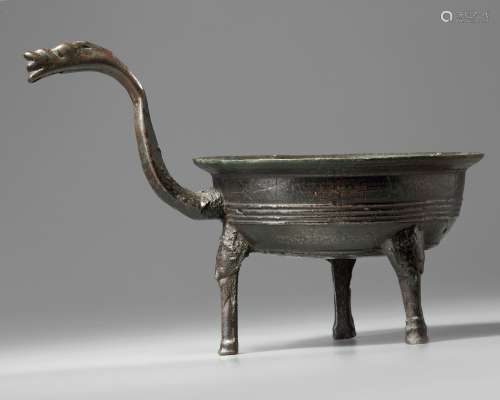 A Chinese bronze tripod cooking vessel