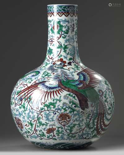 A large Chinese doucai 'dragon and phoenix' vase, tianqiuping