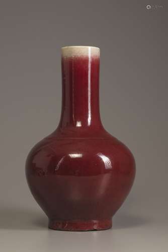 A Chinese copper-red-glazed bottle vase