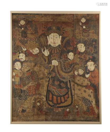 A large Korean painting with Buddhist figures