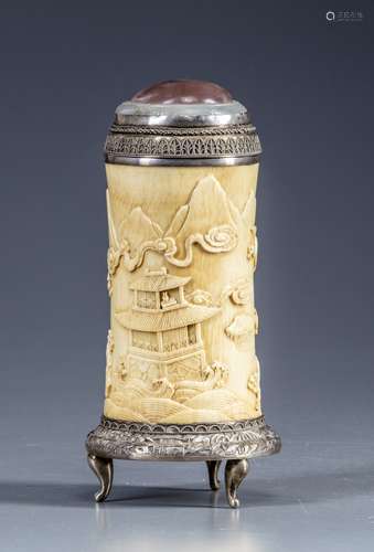 A Chinese ivory stick incense holder