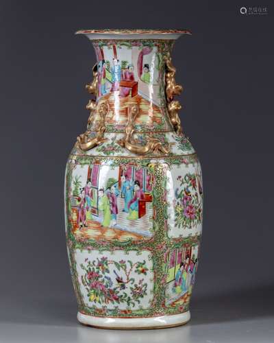 A famille rose cantonese vase