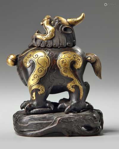 A Chinese parcel gilt 'luduan' censer