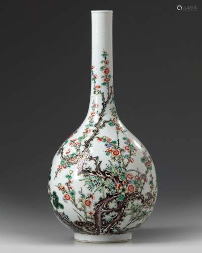 A Chinese famille verte 'Three Friends of Winter' bottle vase