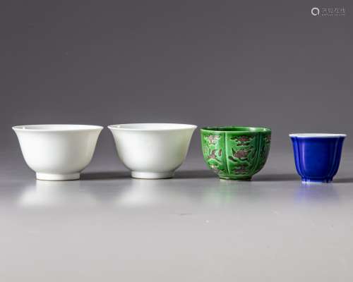 Four Chinese monochrome bowls