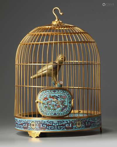 A Chinese cloisonné enamel bird cage