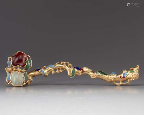 A gilt bronze ruyi-sceptre