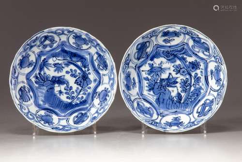 Two blue and white dishes