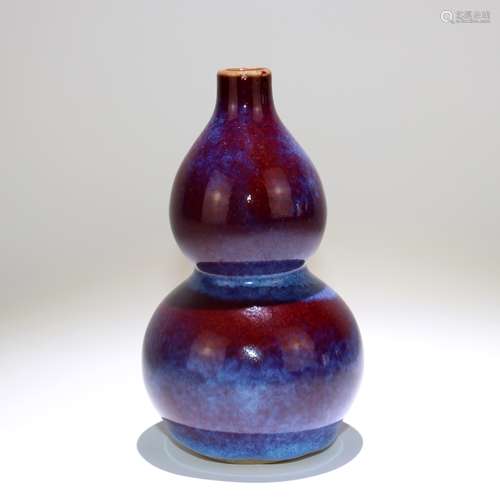 A Chinese Flambe-Glazed Double Gourd Porcelain Vase