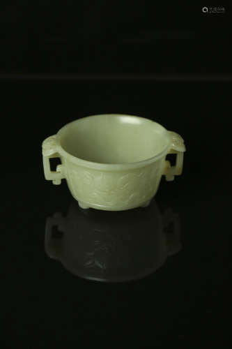 A Chinese Carved Jade Brush Washer