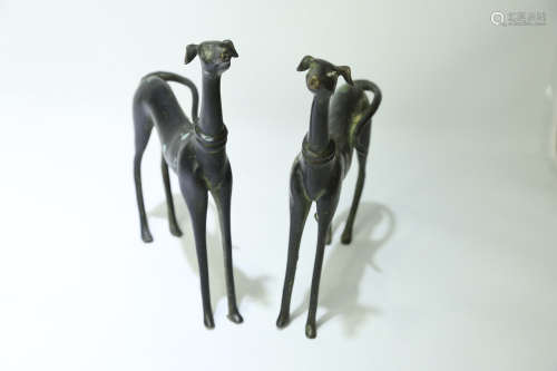 A Pair of Chinese Bronze Dogs
