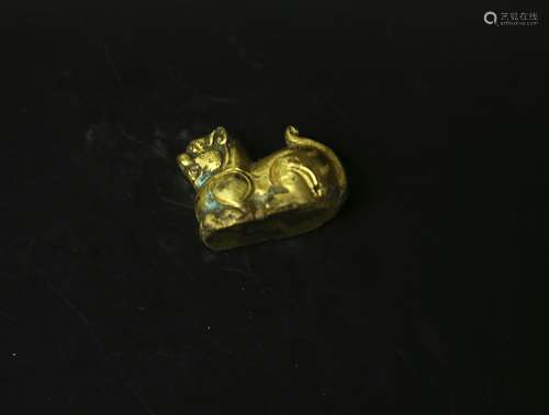 A Chinese Gilt Bronze Foo-Dog