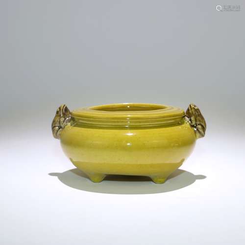 A Chinese Yellow Glazed Porcelain Incense Burner