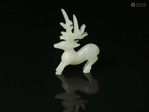 A Chinese Carved Jade Deer